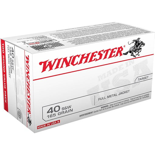 Winchester USA Full Metal Jacket Flat Nose .40 Smith Wesson 165 Grain