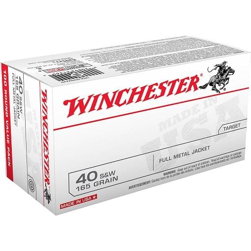 Winchester USA Full Metal Jacket Flat Nose .40 Smith Wesson 165 Grain